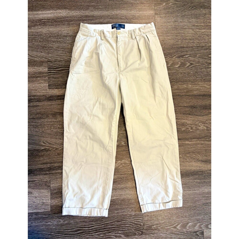 VTG Polo Ralph Lauren Andrew Pants Pleated Chino 33x32 (32x26) actual READ DES
